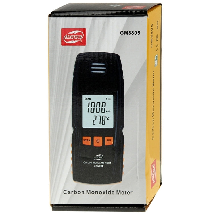 BENETECH GM8805 Tester per rilevatore di monossido di carbonio portatile con display LCD, misuratore di monossido di carbonio, intervallo di misura: 0-1000 ppm
