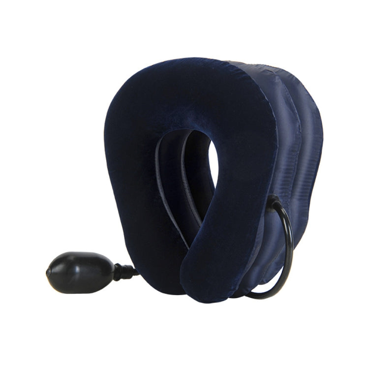 Dispositivo gonfiabile per trazione cervicale del collo, testa morbida, spalla, collo, mal di testa, massaggiatore, mal di testa, sollievo dal dolore, tutore per il rilassamento, Half Cashmere (Dark Blue)