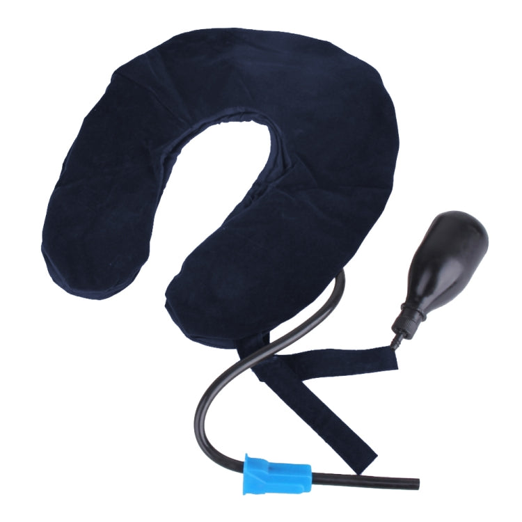 Dispositivo gonfiabile per trazione cervicale del collo, testa morbida, spalla, collo, mal di testa, massaggiatore, mal di testa, sollievo dal dolore, tutore per il rilassamento, Half Cashmere (Dark Blue)