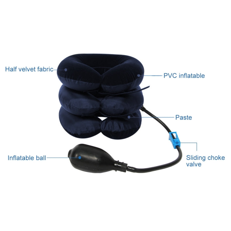 Dispositivo gonfiabile per trazione cervicale del collo, testa morbida, spalla, collo, mal di testa, massaggiatore, mal di testa, sollievo dal dolore, tutore per il rilassamento, Half Cashmere (Dark Blue)