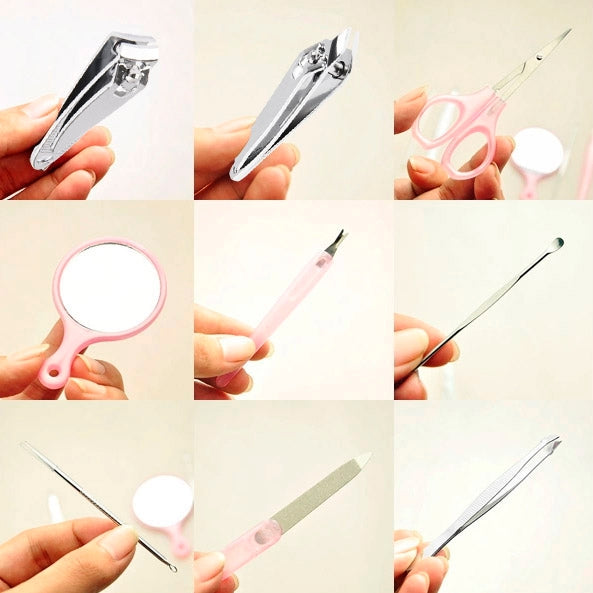 Kit set di trucco cosmetico personale 10 in 1 dal design delicato a forma di mela per la cura delle unghie, manicure e pedicure