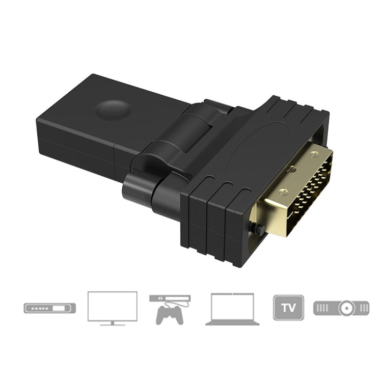 Adattatore DVI 24+1 pin maschio a 19 pin HDMI femmina con rotazione di 360 gradi placcato oro, DVI 24+1Pin Male to HDMI Female