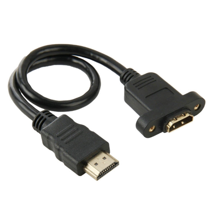 Cavo adattatore HDMI (tipo A) maschio a HDMI (tipo A) femmina da 30 cm con 2 fori per viti, HDMI AM to AF with Ear Hole (30cm)