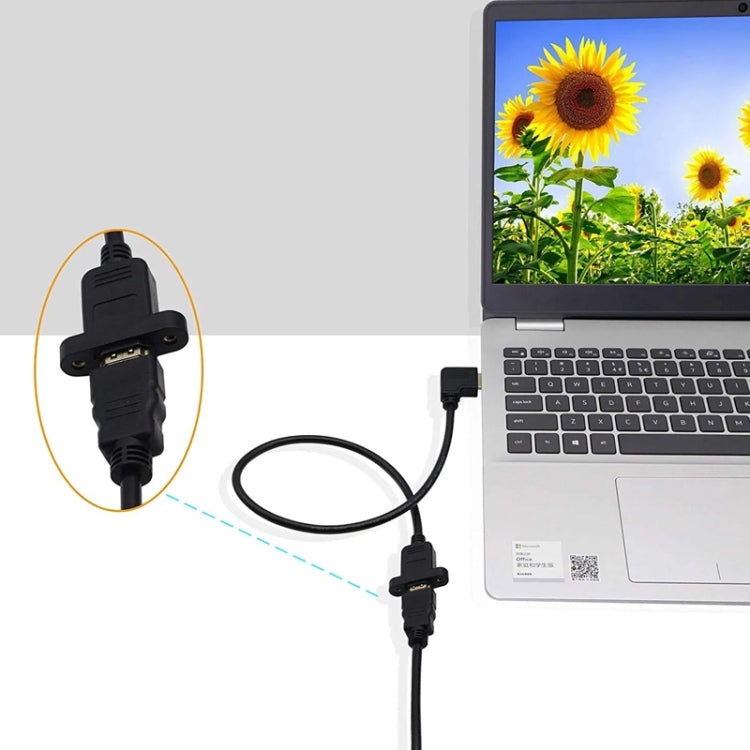 Cavo adattatore HDMI (tipo A) maschio a HDMI (tipo A) femmina da 30 cm con 2 fori per viti, HDMI AM to AF with Ear Hole (30cm)