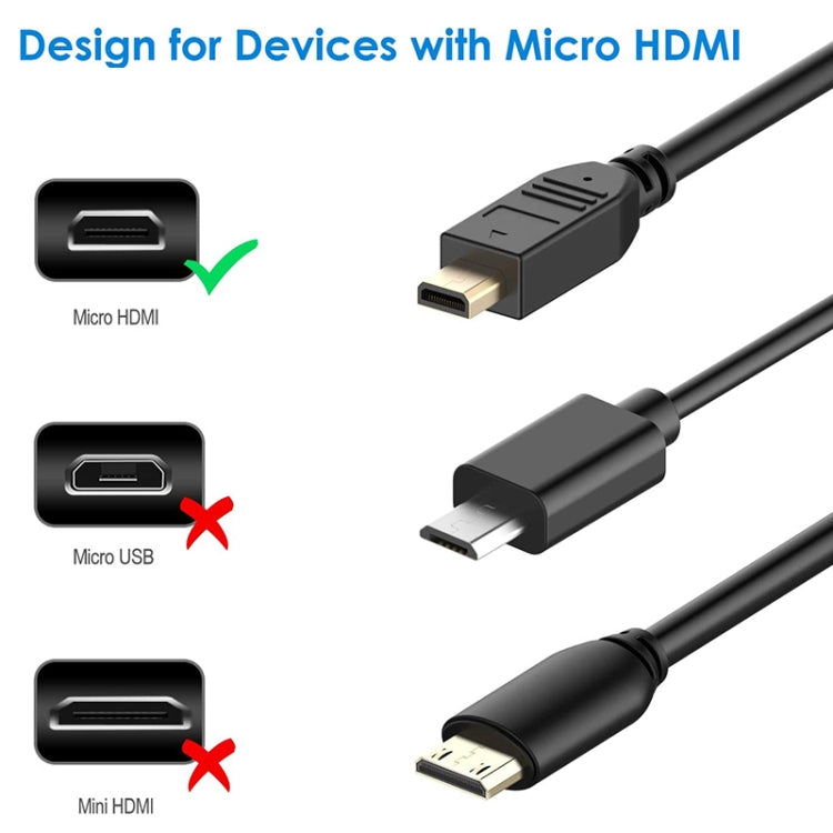 Cavo adattatore mini HDMI maschio a micro HDMI maschio da 30 cm, Micro HDMI Male, Length: 30cm