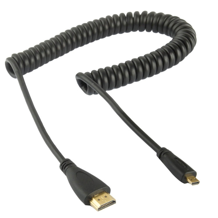 Versione 1.4, cavo a spirale placcato in oro da micro HDMI maschio a HDMI maschio, supporto 3D/Ethernet, lunghezza: 60 cm (può essere esteso fino a 2 m), Micro HDMI AM to HDMI AM