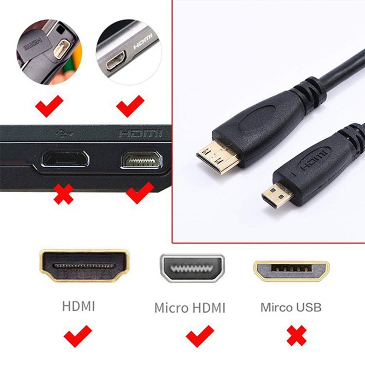 Versione 1.4, cavo a spirale placcato in oro da micro HDMI maschio a HDMI maschio, supporto 3D/Ethernet, lunghezza: 60 cm (può essere esteso fino a 2 m), Micro HDMI AM to HDMI AM