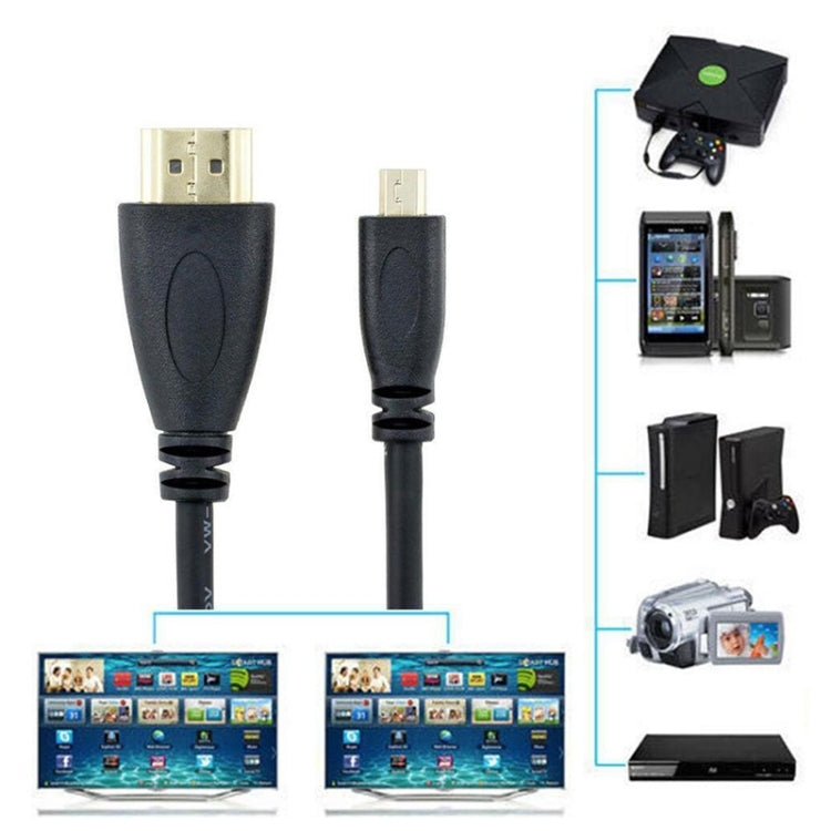 Versione 1.4, cavo a spirale placcato in oro da micro HDMI maschio a HDMI maschio, supporto 3D/Ethernet, lunghezza: 60 cm (può essere esteso fino a 2 m), Micro HDMI AM to HDMI AM