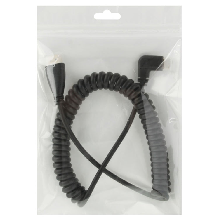 Cavo a spirale mini HDMI maschio a HDMI maschio placcato oro versione 1.4, supporto 3D / Ethernet, lunghezza: 0,6 m-2 m, Right Angle Mini HDMI to HDMI AM