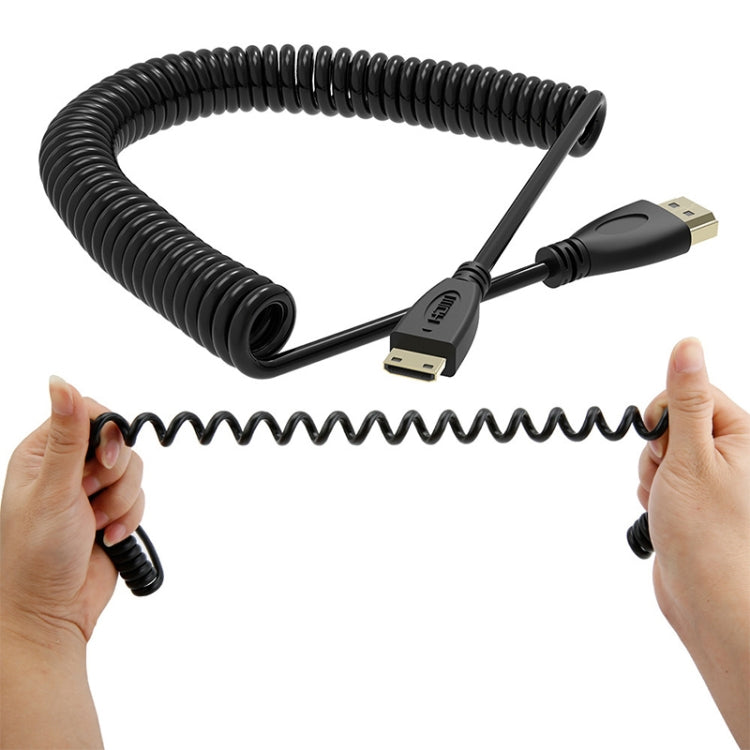Versione 1.4, cavo a spirale Mini HDMI maschio a HDMI maschio placcato oro, supporto 3D / Ethernet, lunghezza: 60 cm (può essere esteso fino a 2 m), Mini HDMI AM to HDMI AM