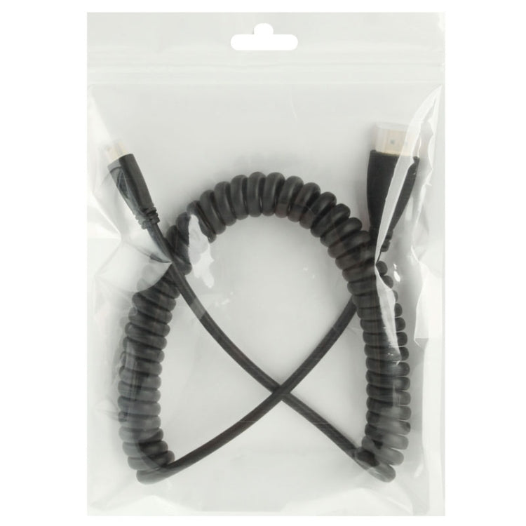 Versione 1.4, cavo a spirale Mini HDMI maschio a HDMI maschio placcato oro, supporto 3D / Ethernet, lunghezza: 60 cm (può essere esteso fino a 2 m), Mini HDMI AM to HDMI AM