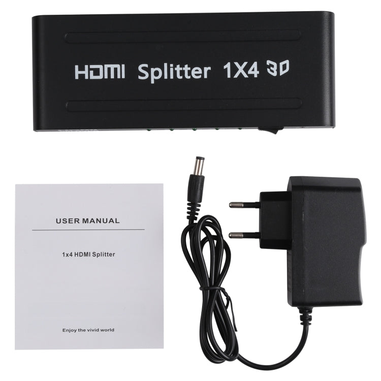 Splitter HDMI 1080P 1x4, versione 1.4, spina UE, 1x4 HDMI V1.3
