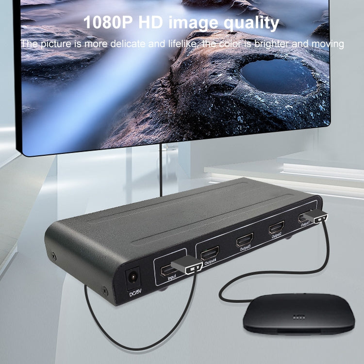 Splitter HDMI 1080P 1x4, versione 1.4, spina UE, 1x4 HDMI V1.3