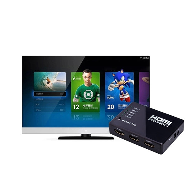 Switch HDMI 1080P a 5 porte con telecomando, supporto HDTV, Support HDTV