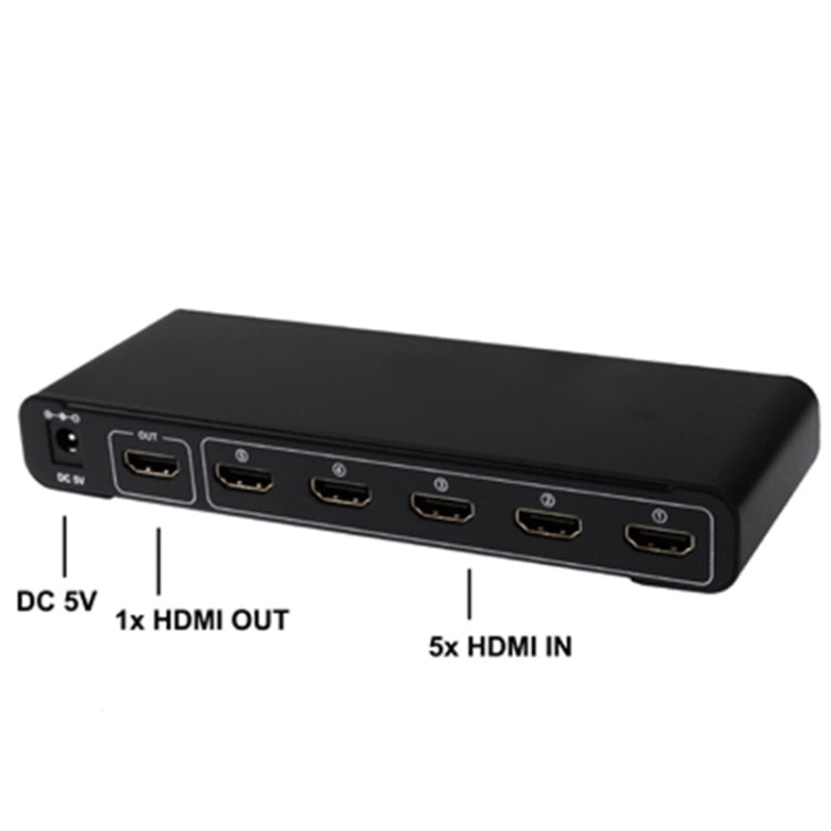 Switch HDMI Full HD 1080P a 5 porte con switch e telecomando, versione 1.3 (ingresso HDMI a 5 porte, uscita HDMI a 1 porta), 1.3 Version