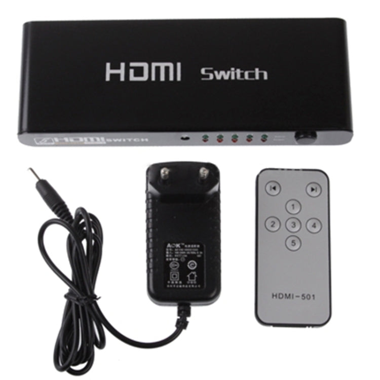 Switch HDMI Full HD 1080P a 5 porte con switch e telecomando, versione 1.3 (ingresso HDMI a 5 porte, uscita HDMI a 1 porta), 1.3 Version