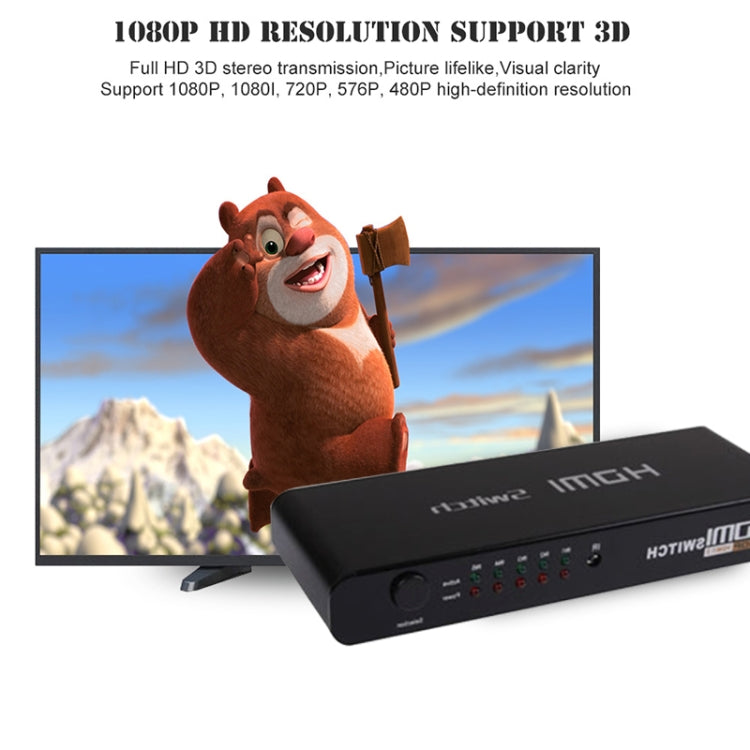Switch HDMI Full HD 1080P a 5 porte con switch e telecomando, versione 1.3 (ingresso HDMI a 5 porte, uscita HDMI a 1 porta), 1.3 Version