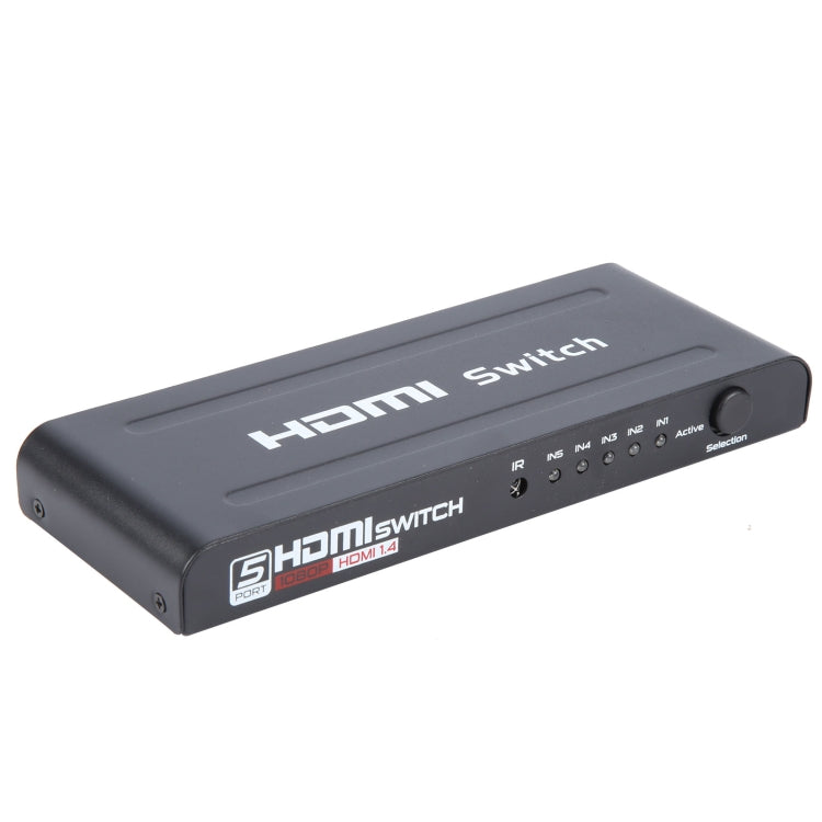 Switch HDMI Full HD 1080P a 5 porte con telecomando e indicatore LED, With LED Indicator