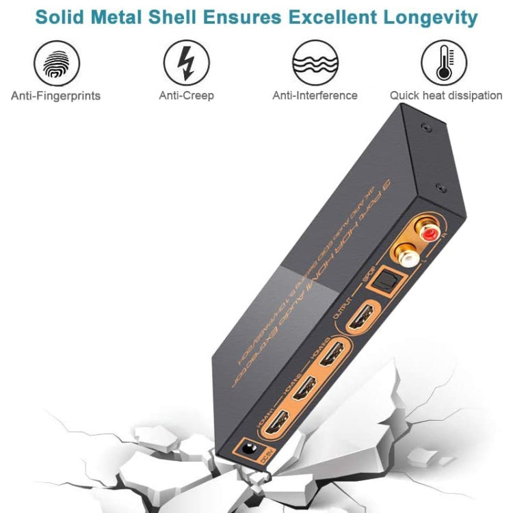 Estrattore audio HDMI/MHL a 3 porte con telecomando IR, impostazione EDID audio 4K ARC 5.1 canali / PASS / 2 canali, 4K ARC Audio EDID Setting