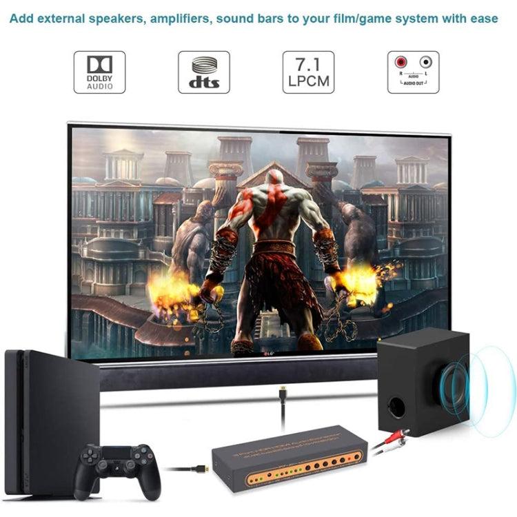 Estrattore audio HDMI/MHL a 3 porte con telecomando IR, impostazione EDID audio 4K ARC 5.1 canali / PASS / 2 canali, 4K ARC Audio EDID Setting