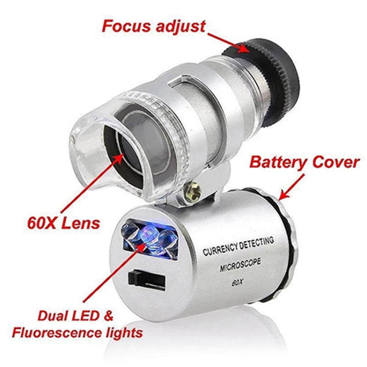Lente d'ingrandimento per microscopio digitale per telefono cellulare con zoom 65X con luce LED e clip per Galaxy Note III / N9000 / i9500 / iPhone 5 e 5S e 5C
