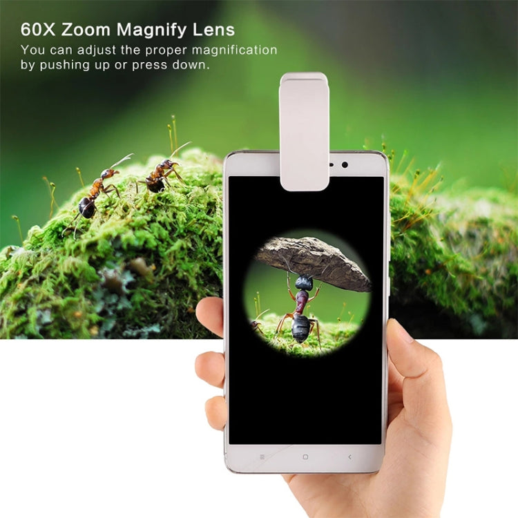 Lente d'ingrandimento per microscopio digitale per telefono cellulare con zoom 65X con luce LED e clip per Galaxy Note III / N9000 / i9500 / iPhone 5 e 5S e 5C