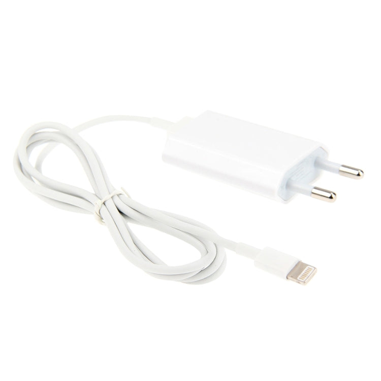 Adattatore per caricabatterie da viaggio con spina UE 2 in 1 5V 1A con cavo a 8 pin da 1 m per iPhone