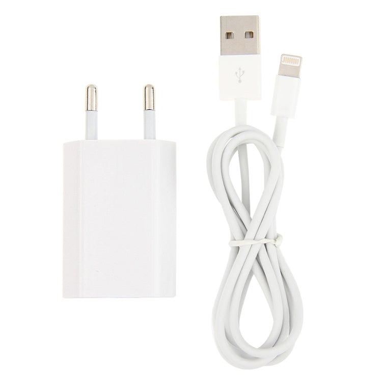 Adattatore per caricabatterie da viaggio con spina UE 2 in 1 5V 1A con cavo a 8 pin da 1 m per iPhone
