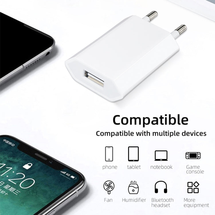Adattatore per caricabatterie da viaggio con spina UE 2 in 1 5V 1A con cavo a 8 pin da 1 m per iPhone