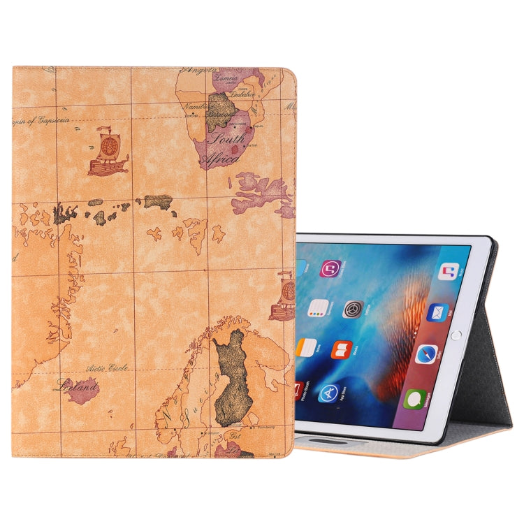 Custodia in pelle con motivo mappa del mondo retrò con supporto, slot per carte e portafoglio per iPad Air 2, consegna casuale
