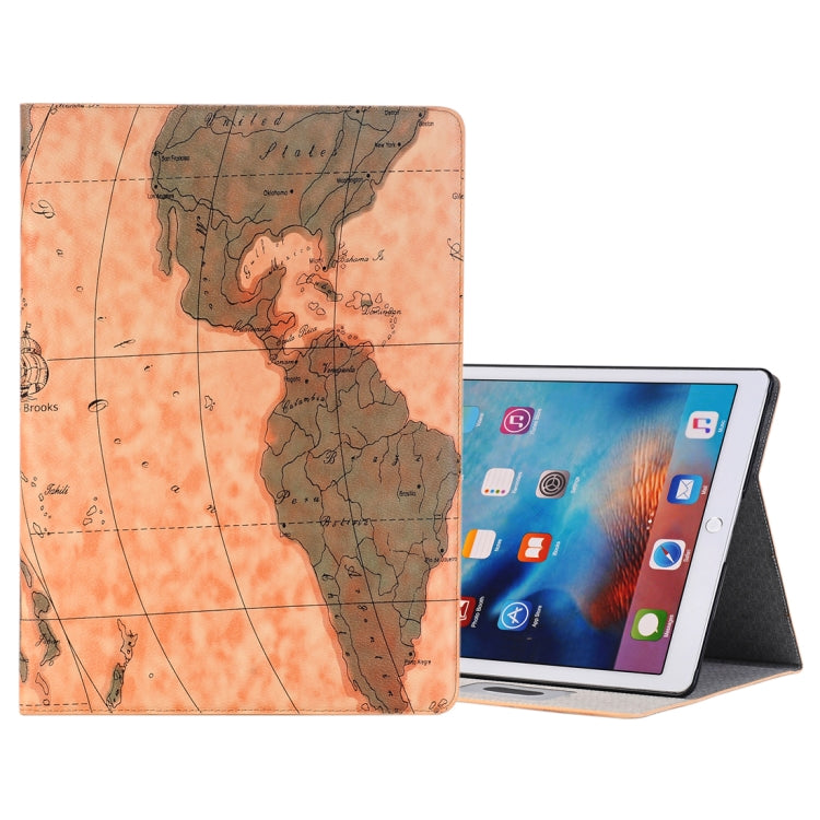 Custodia in pelle con motivo mappa del mondo retrò con supporto, slot per carte e portafoglio per iPad Air 2, consegna casuale