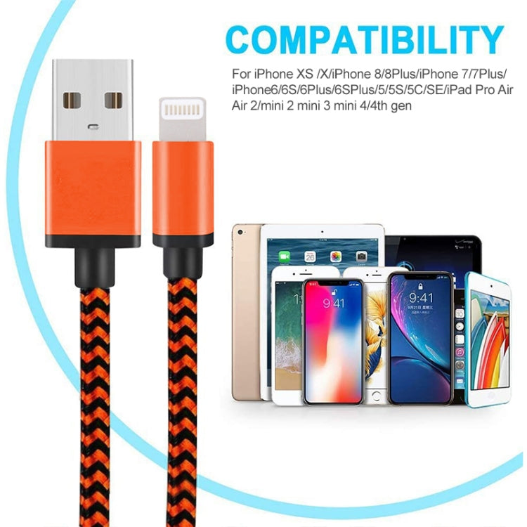 Cavo di sincronizzazione dati/ricarica da USB a 8 pin stile tessuto 2A, lunghezza cavo: 1 m