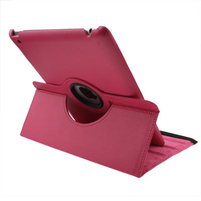 Custodia in pelle PU ruotabile a 360 gradi con funzione di sospensione/sveglia e supporto per il nuovo iPad (iPad 3) / iPad 2 / iPad 4, Red Plum