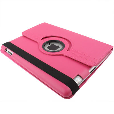 Custodia in pelle PU ruotabile a 360 gradi con funzione di sospensione/sveglia e supporto per il nuovo iPad (iPad 3) / iPad 2 / iPad 4, Red Plum