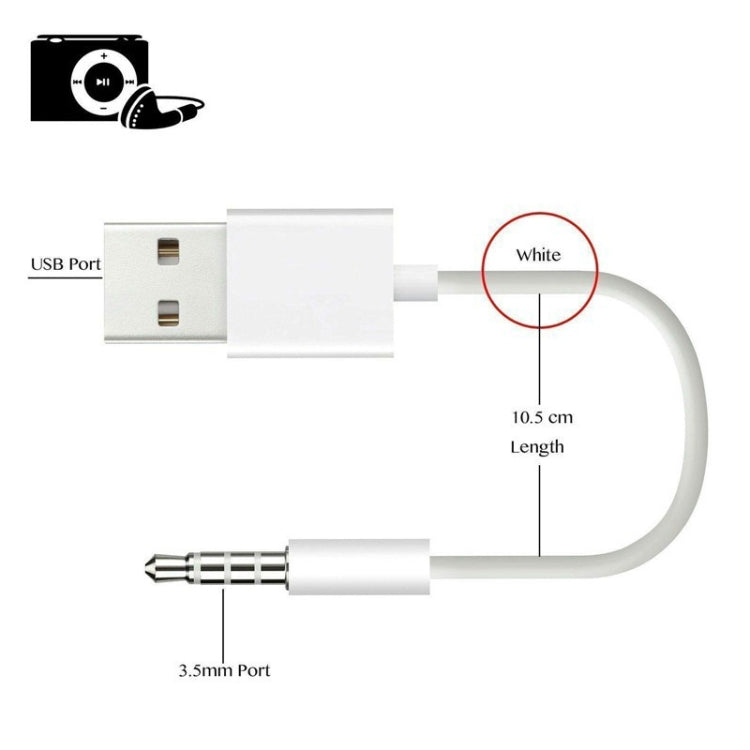 JW-SM1 Cavo di ricarica e sincronizzazione dati da USB a jack da 3,5 mm per iPod shuffle 1a/2a/3a/4a/5a/6a generazione, lunghezza: 10 cm