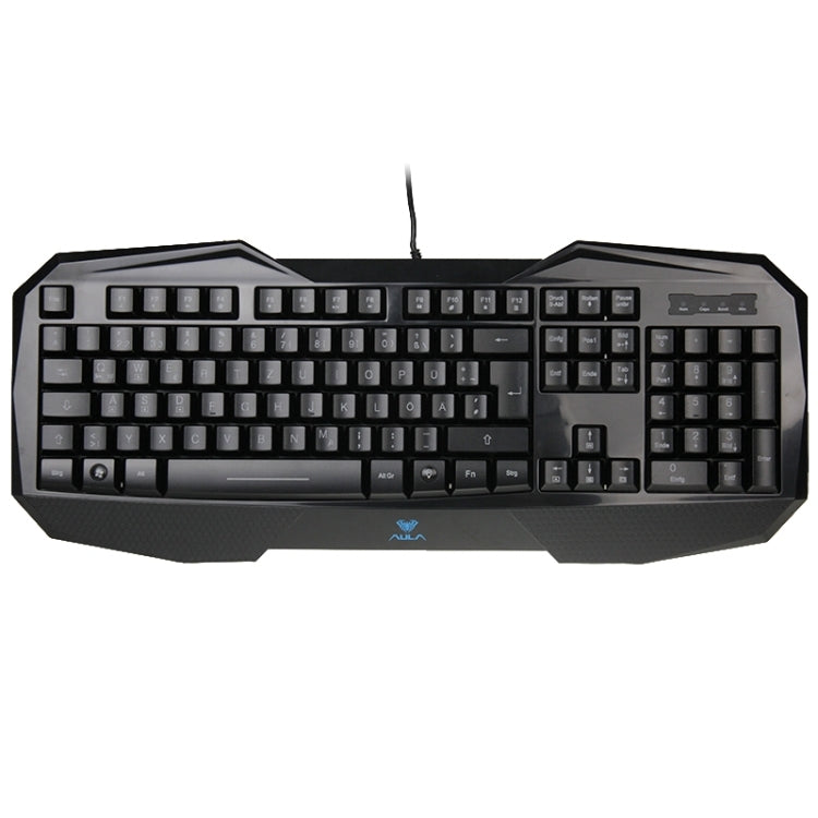 Aula Killing Soul Serie Behead Tastiera QWERTZ cablata USB silenziosa / antiscivolo con retroilluminazione Blu-ray + velocità di ritorno 500-1000 Hz Kit combinato mouse da gioco 7D, tasti in lingua tedesca, German