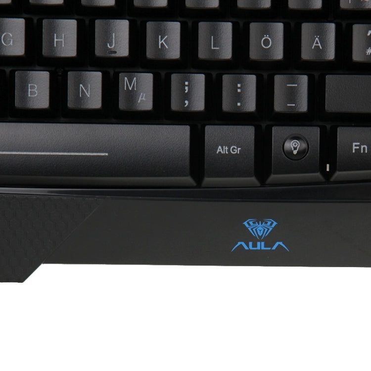 Aula Killing Soul Serie Behead Tastiera QWERTZ cablata USB silenziosa / antiscivolo con retroilluminazione Blu-ray + velocità di ritorno 500-1000 Hz Kit combinato mouse da gioco 7D, tasti in lingua tedesca, German