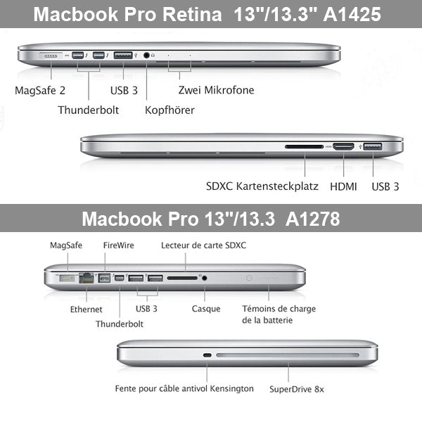 Custodia protettiva in plastica rigida satinata per MacBook Pro Retina da 13,3 pollici