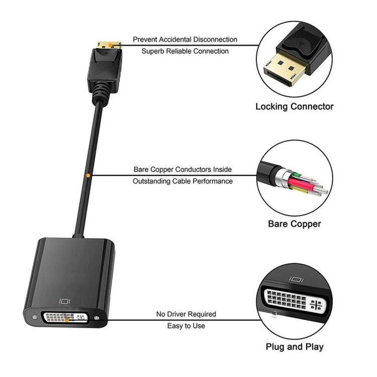 Cavo adattatore Display Port maschio a DVI 24+1 femmina, lunghezza: 20 cm, DP Male DVI 24+1 Female
