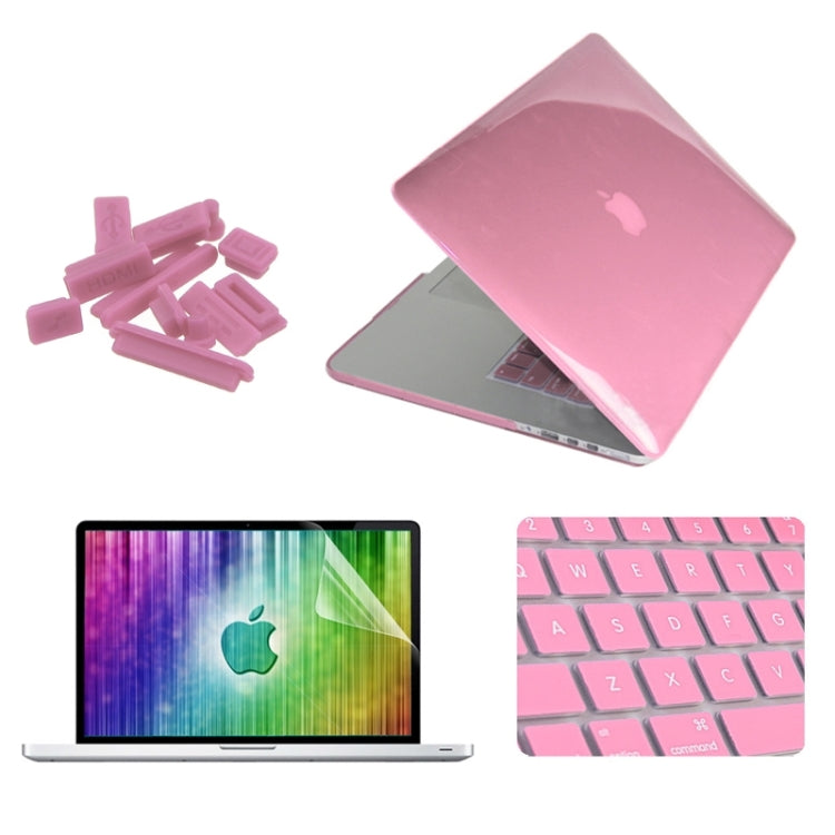 ENKAY per MacBook Pro Retina 15,4 pollici (versione USA) / A1398 4 in 1 Custodia protettiva in plastica rigida con guscio di cristallo con protezione per lo schermo, protezione per tastiera e tappi antipolvere