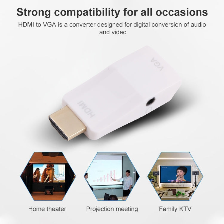 Adattatore convertitore audio + HDMI a VGA Full HD 1080P per laptop / STB / DVD / HDTV (con adattatore HDMI femmina-maschio), HDMI to VGA + Audio