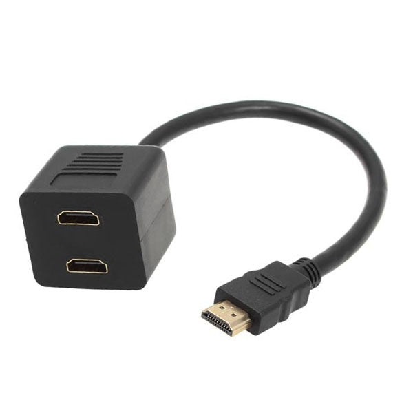 Adattatore splitter HDMI da 30 cm Connettore splitter a Y con 2 gel di accoppiamento (placcato oro), 1 in 2 (Gold Plated)