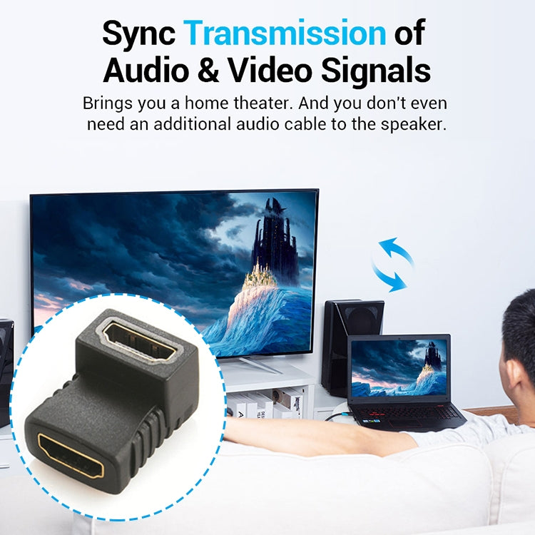 Accoppiatore angolare HDMI (da femmina a femmina) - 90 gradi (placcato in oro), HDMI Female to Female