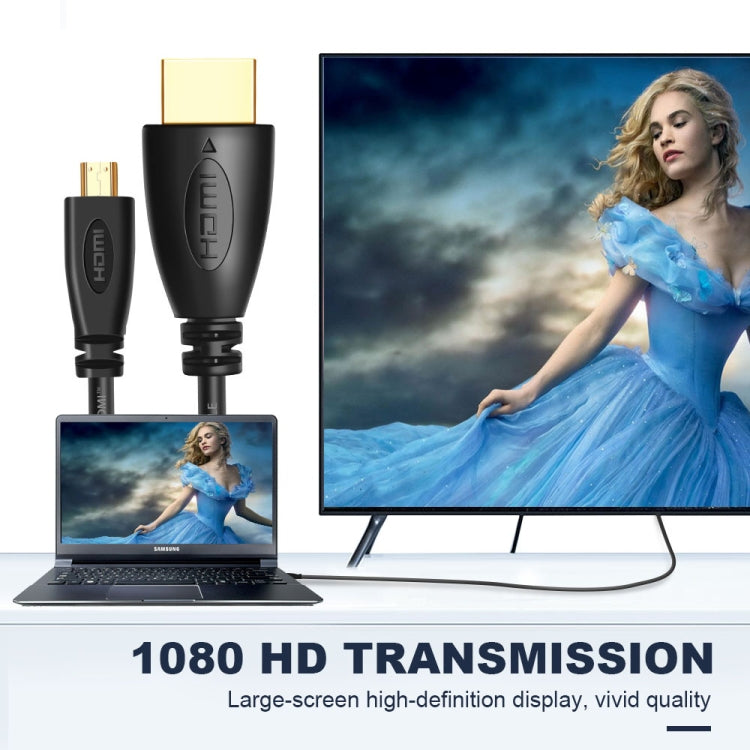 Cavo da 1,8 m placcato oro 3D 1080P da micro HDMI maschio a HDMI maschio per telefono cellulare, fotocamere, GoPro, Gold Plated Micro HDMI, Length: 1.8m