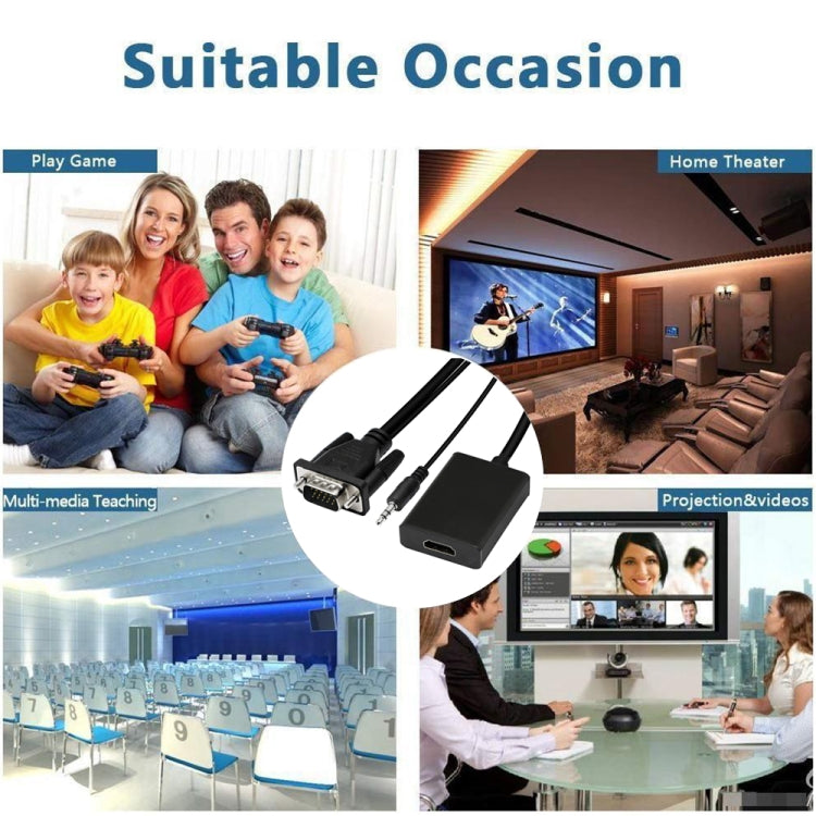 Adattatore box convertitore video HDMI da VGA + audio a Full HD 1080P per HDTV, HDMI Female to VGA Male + Adudio Black