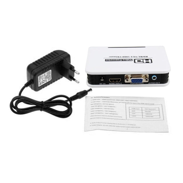 Adattatore da HDMI a VGA 1080P Cavo convertitore audio video digitale-analogico per Xbox 360 PS3 PS4 PC Laptop TV Box Proiettore, HDMI to VGA (White)