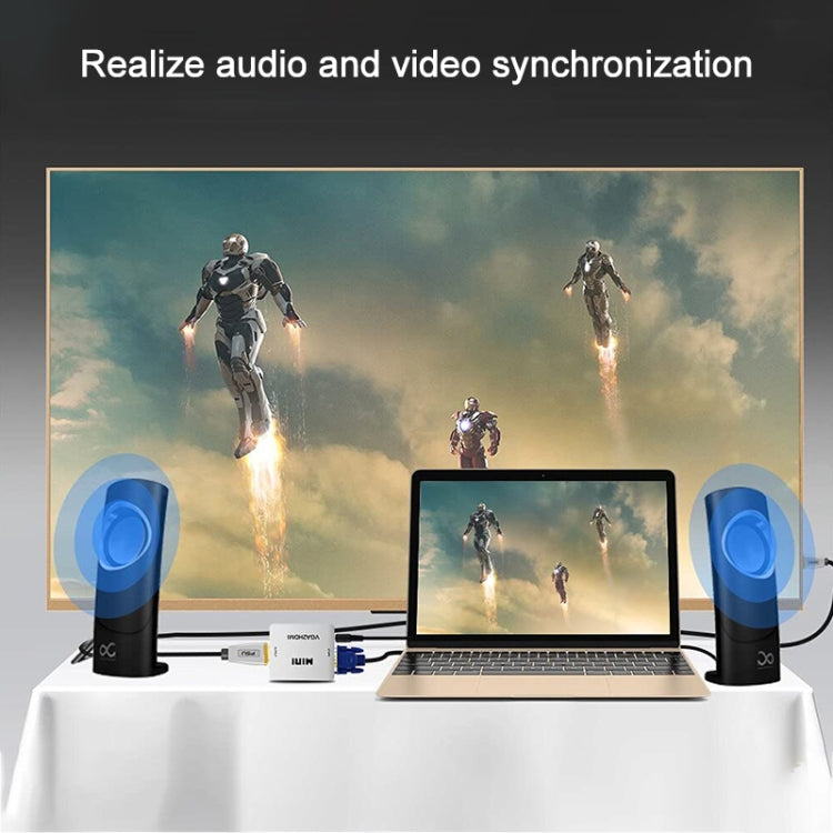 Convertitore audio video Mini VGA a HDMI 1080P per HDTV, PC, laptop e DVD, Mini VGA to HDMI