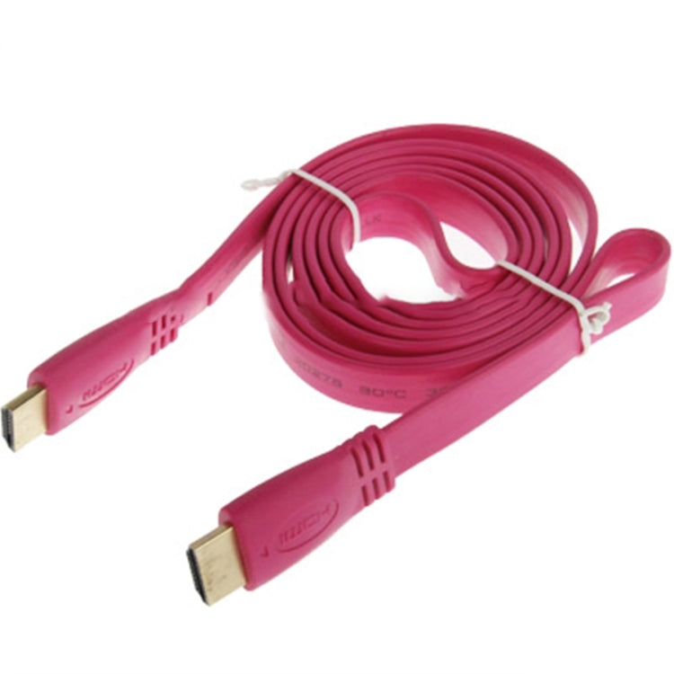 Cavo piatto HDMI a HDMI 19 pin placcato oro da 1,5 m, versione 1.4, supporto Ethernet, 3D, 1080P, TV HD/video/audio ecc., Length: 1.5m (Magenta)