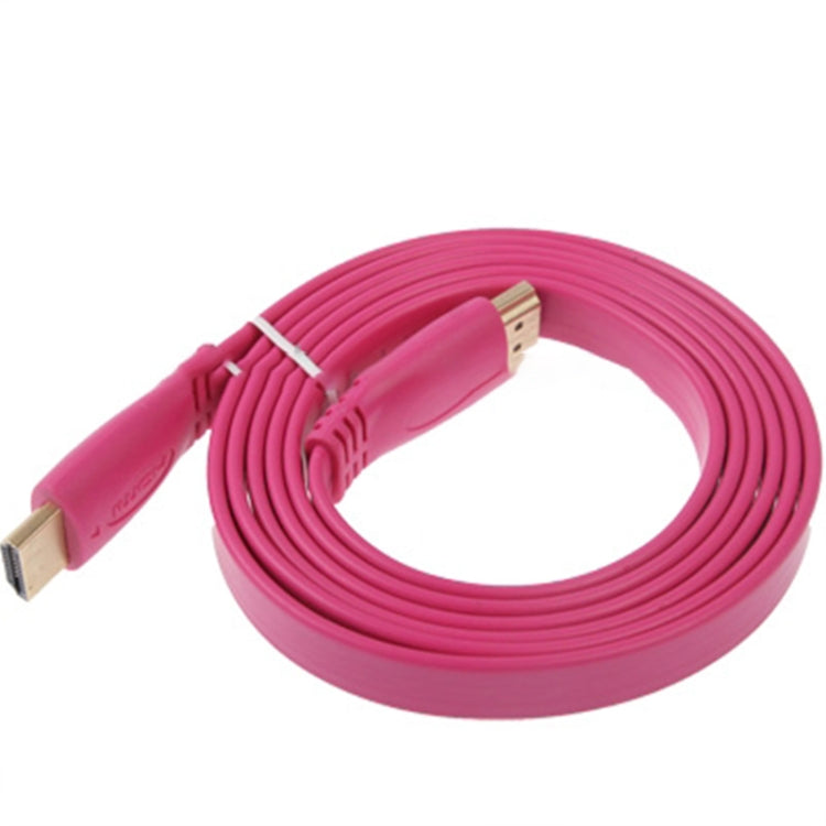 Cavo piatto HDMI a HDMI 19 pin placcato oro da 1,5 m, versione 1.4, supporto Ethernet, 3D, 1080P, TV HD/video/audio ecc., Length: 1.5m (Magenta)