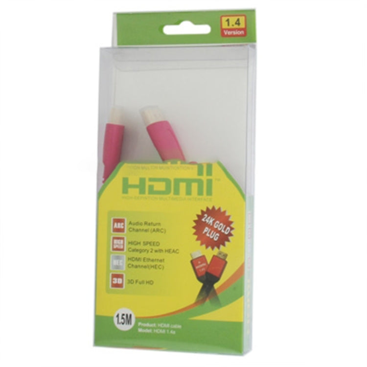Cavo piatto HDMI a HDMI 19 pin placcato oro da 1,5 m, versione 1.4, supporto Ethernet, 3D, 1080P, TV HD/video/audio ecc., Length: 1.5m (Magenta)